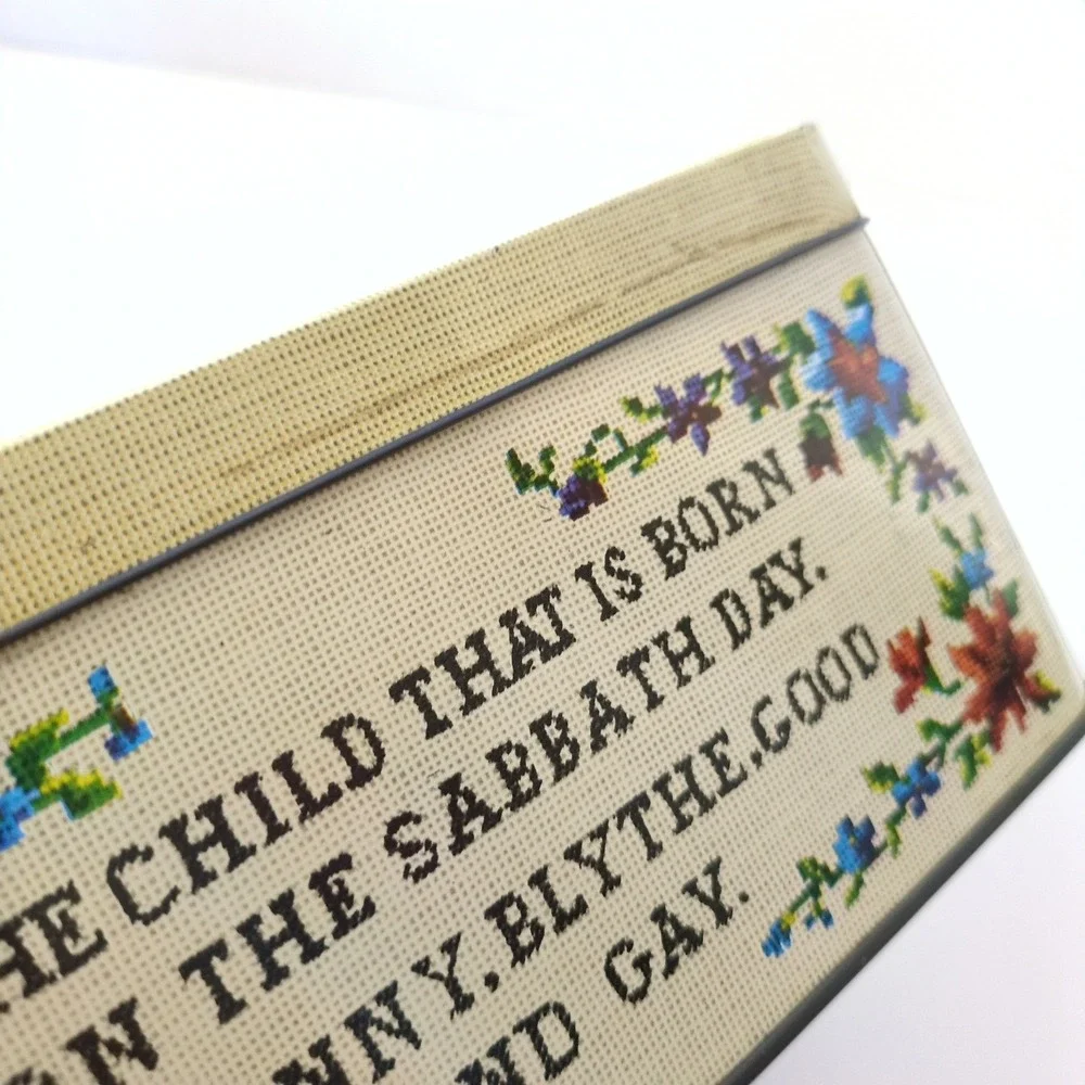 Vintage Carr's of Carlisle England Needlepoint Floral Tin Box Cottagecore Cream